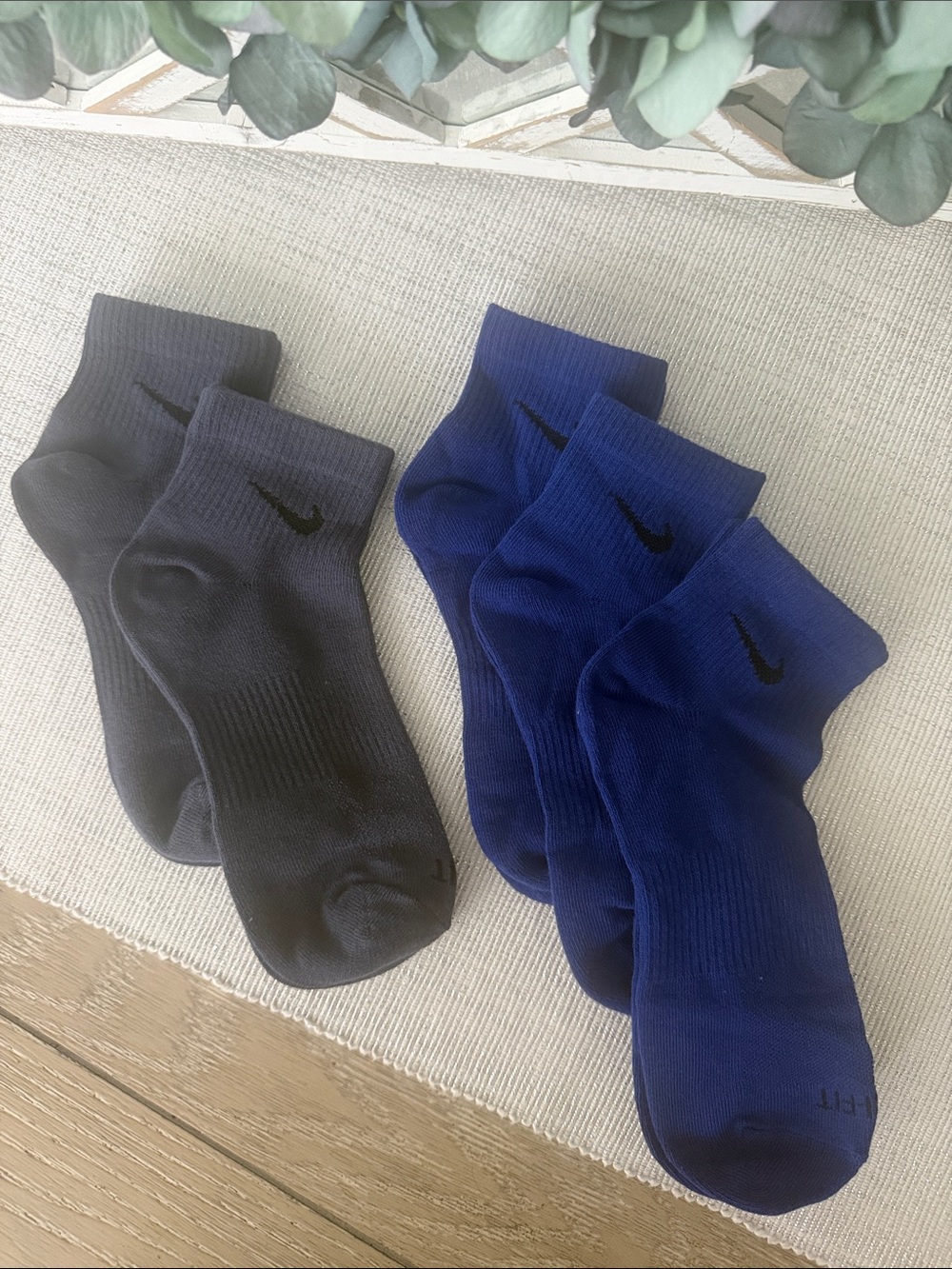 5 PacK Nike Ankle Socks DRI-FIT Blue Grey NEW